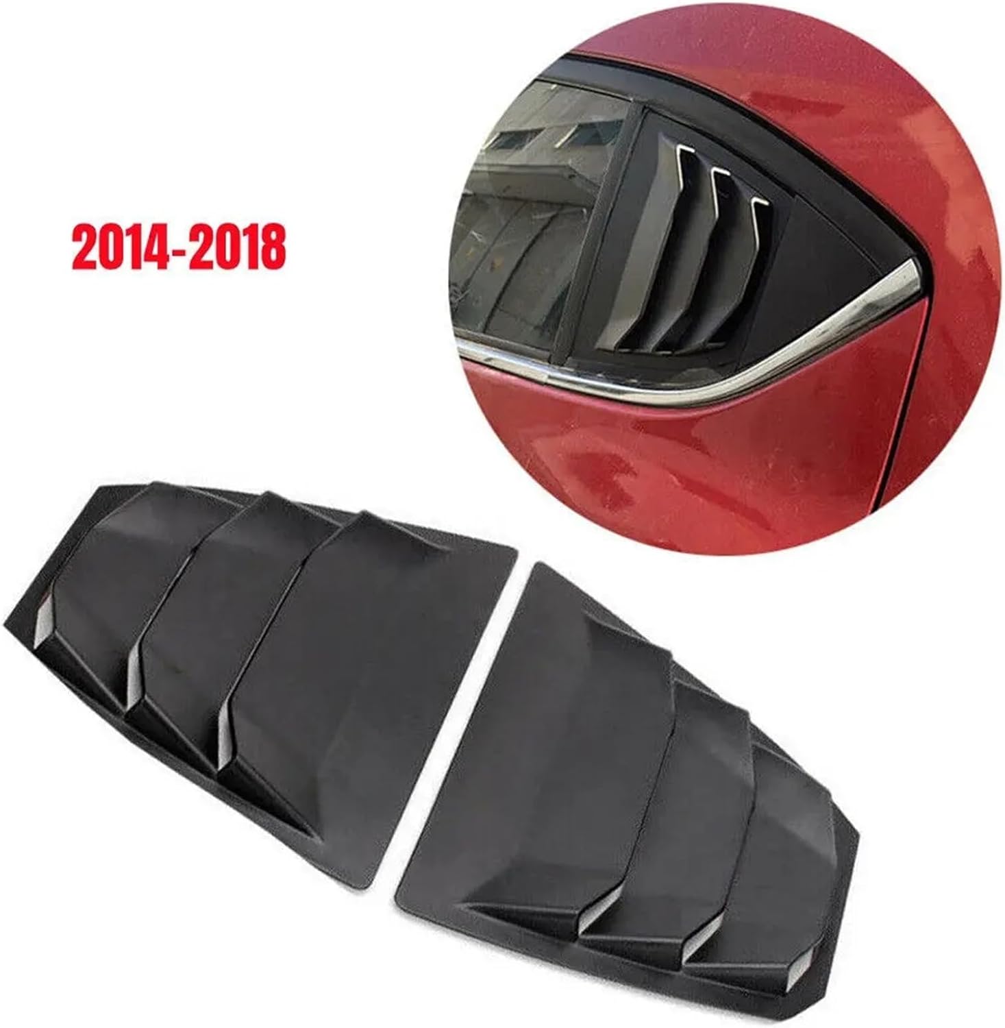 Car Rear Louver Window Side Shutter Cover Trim Sticker Vent Scoop ABS Compatible with Mazda 3 Axela 2014-2018(Gloss Black)