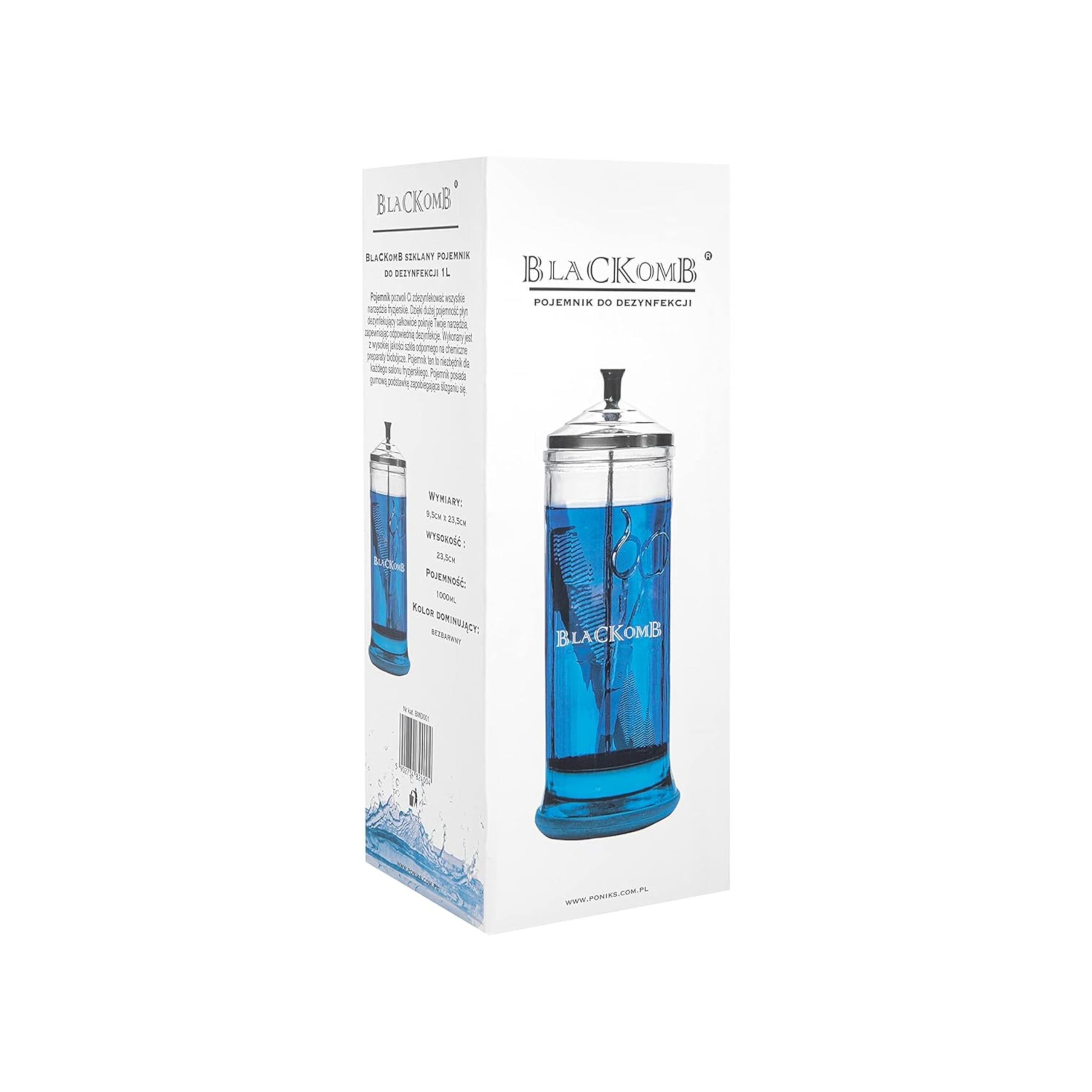 Desinfektionsmittel Glas 1L – Desinfektionsglas für Kosmetikstudio - Instrumentendesinfektion – Sterilisationsglas für Friseursalon – Barber Sterilisator aus Glas und Edelstahl