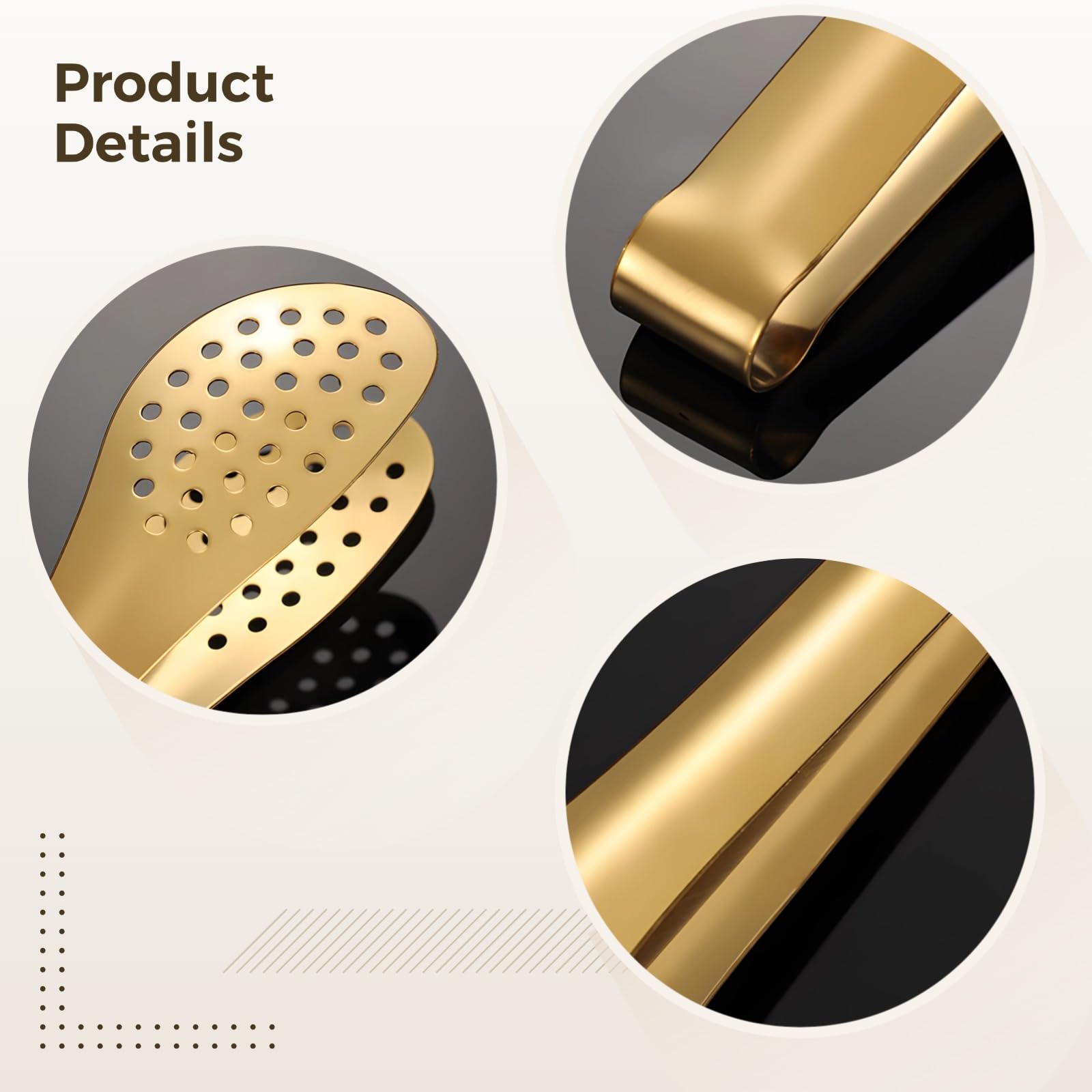 Set di 6 pinze da portata dorate, in acciaio inox, per barbecue, buffet, feste, design elegante per carne, pane e molto altro ancora