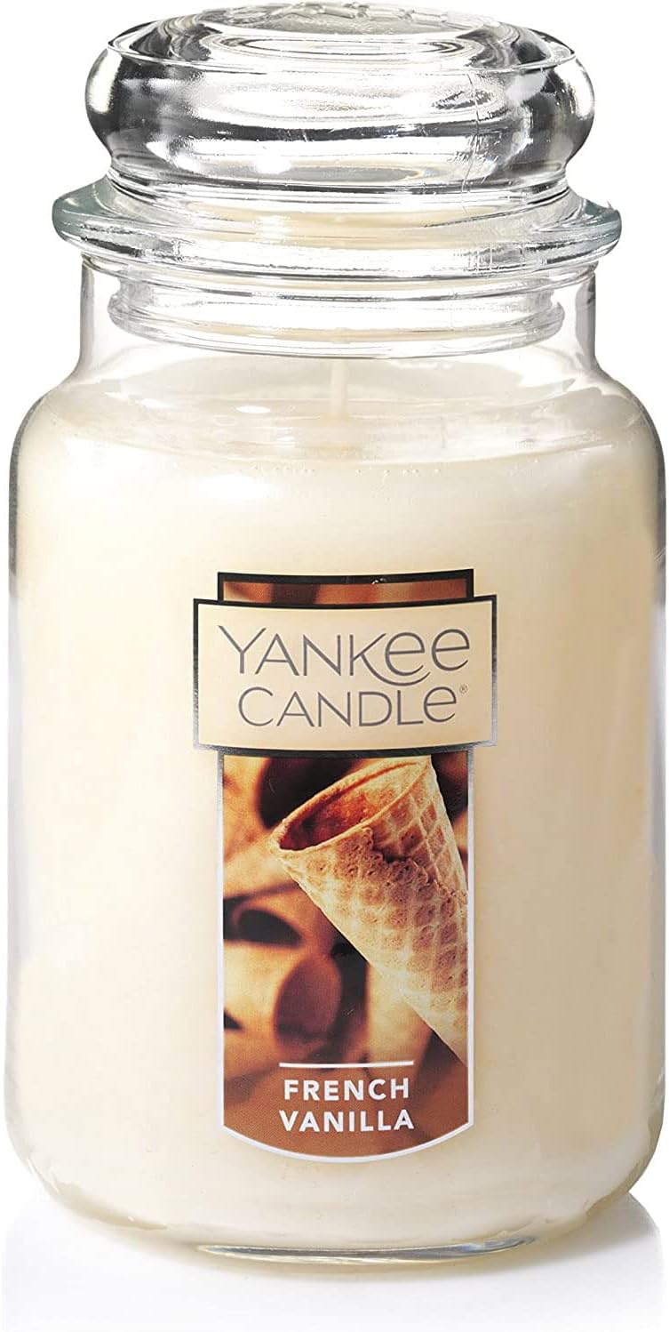 French Vanilla Scented, Classic 22Oz Large Jar Single Wick Candle, Over 110 Hours Of Burn Time