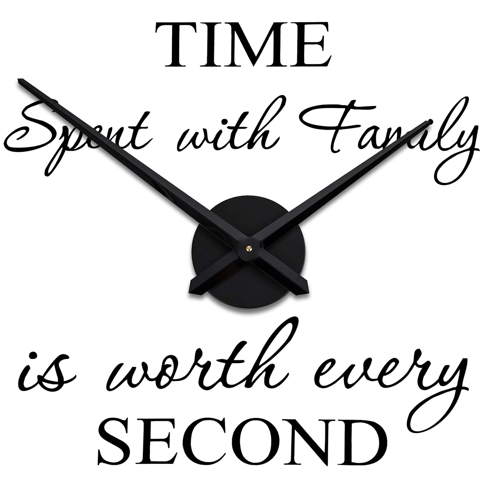 Mintime Large Wall Clock 3D Clock Hands with Clock Mechanism & Wall Sticker Wall Decorations for Livingroom House Office