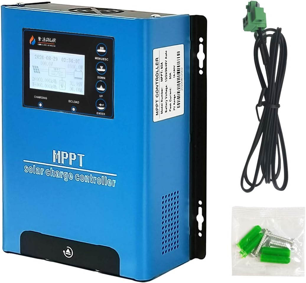 JUYUAN48V 60A MPPT Solar Charger Controller 12V 24V 48V Auto Max DC150V 3300W Floating Charge Support Lithium Battery with Temperature Sensor