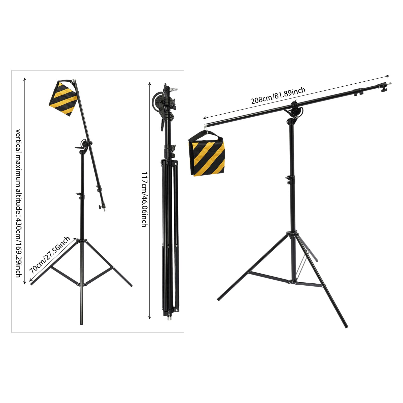 Statyw do podwójnego użytku z regulowanym ramieniem wysięgnikowym | Oświetlenie do fotografii produktów, zdjęć reklamowych, zdjęć studyjnych w studiach fotograficznych, wystawach i biurach
