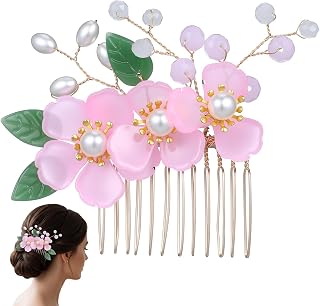 Beaupretty Chinese Style Hair Side Comb Imitated Jade Flower Pearl Inlaid Insert Comb Accessories for Women Wedding