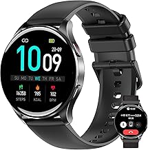 IOWODO Smartwatch Uomo Donna, 1.43" AMOLED Orologio Fitness Tracker con Effettua/Risposta Chiamate Bluetooth, Contapassi/Cardiofrequenzimetro/Sonno, Impermeabile IP68 per Android iOS Quadrante Rotondo