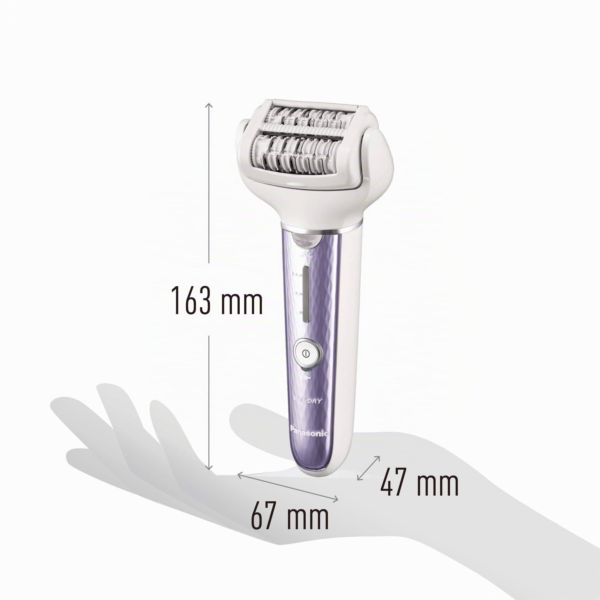 Panasonic EL7C Epilatore con Accessori Epliazione Gambe e Braccia, Zone Sensibili, Pedicure, Zona Bikini, Doppi Dischi, 60 Pinzette, 3 Velocità, Lilla