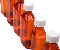 Vista 1 de Botellas de muestra ovaladas de ámbar líquido con tapas de empuje y giro, recipientes para medicamentos recetados de farmacia resistentes a