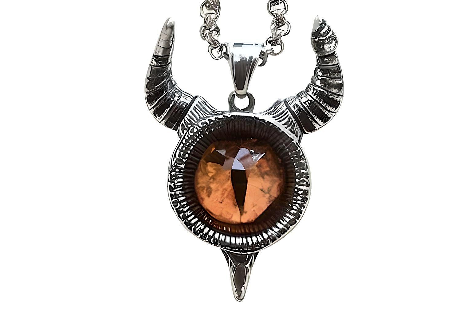 THE MEN THING HORN YELLOW EYE PROTECT - Pure Titanium Steel Pendant with 24inch Round Box Chain for Men & Boys (B0D35H48M7) Amazon Price History, Amazon Price Tracker