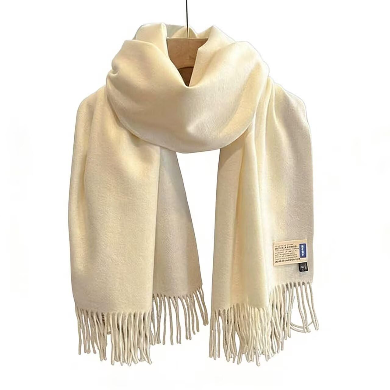 JosuE Winter Cashmere Scarf Women Thick Warm Shawls Wraps Solid Color Tassel Lady Blanket