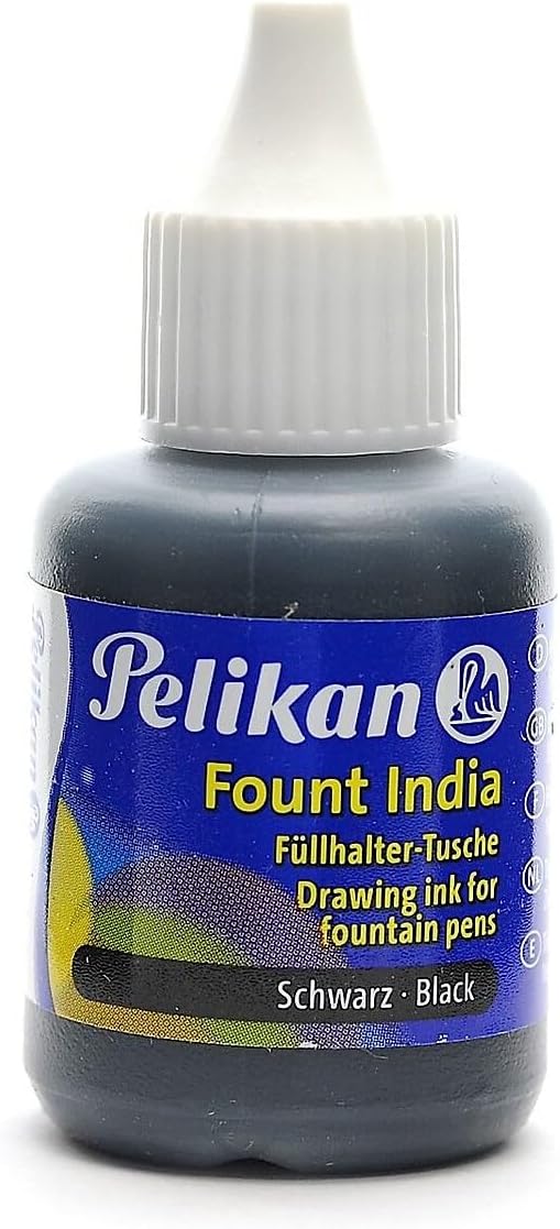 Pelikan Fount India Fountain Pen Drawing Ink, Black, 1 Oz