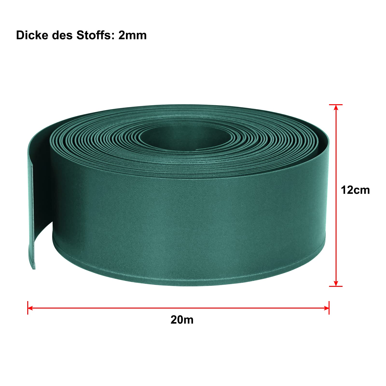 UISEBRT Lawn Edging Roll - Bordo per aiuole in plastica, 20 m, colore: verde