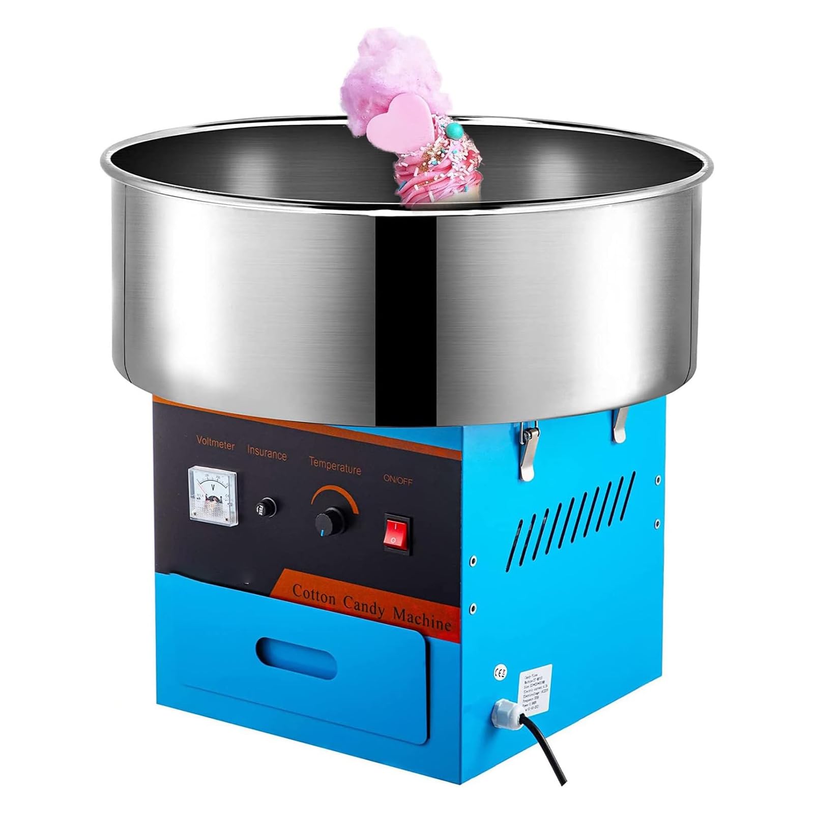 Máquina Comercial De Algodón De Azúcar, Fabricante De Hilo Eléctrico, Máquina De Algodón De Azúcar De 980W para Niños, para Familia Y Varias Fiestas (Azul)