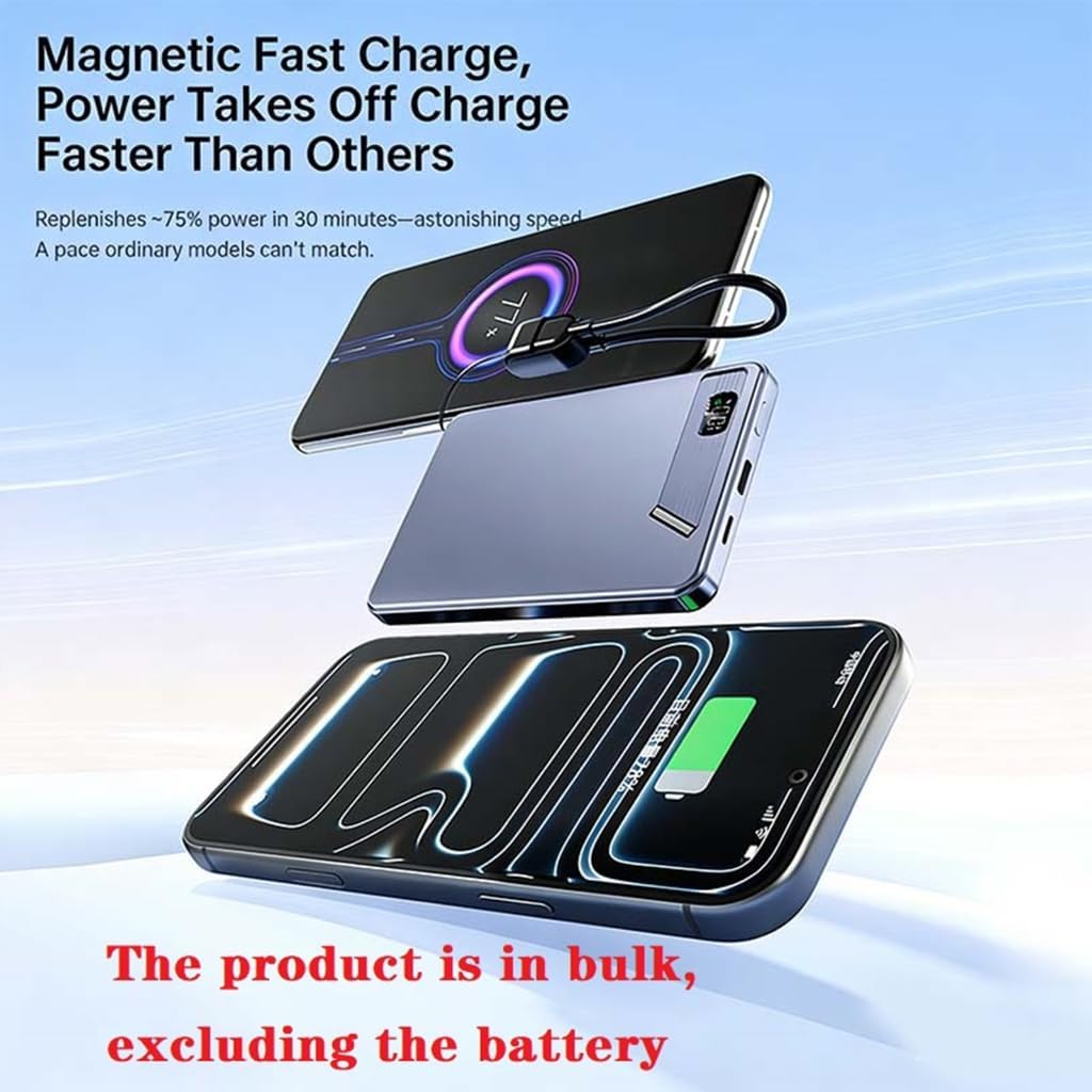 Thin Battery Charging Cover Case Set Magnetic Digital Display Charging