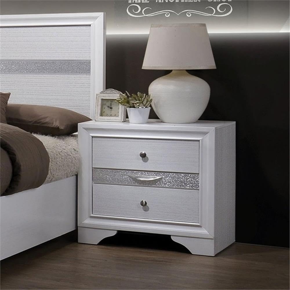 Furniture of America Laren Contemporary Solid Wood 3-Drawer Nightstand in White