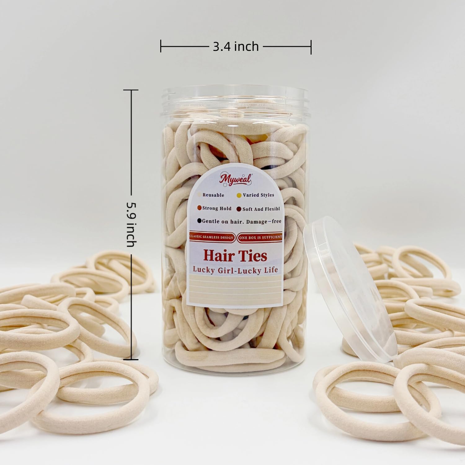 100 PCS Nylon Hair Ties No Damage, 2 Inch(5CM) Thick Hair Bands for Women's image 2