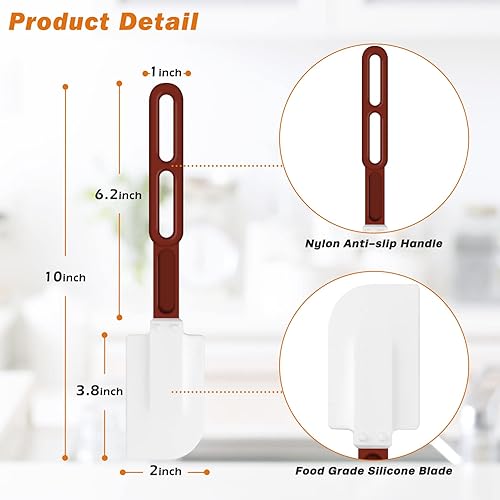 Miniatura 3 de Espátula de silicona de alta temperatura, espátula comercial 500°F resistente al calor, raspador de silicona antiadherente (10 pulgadas, NSF)