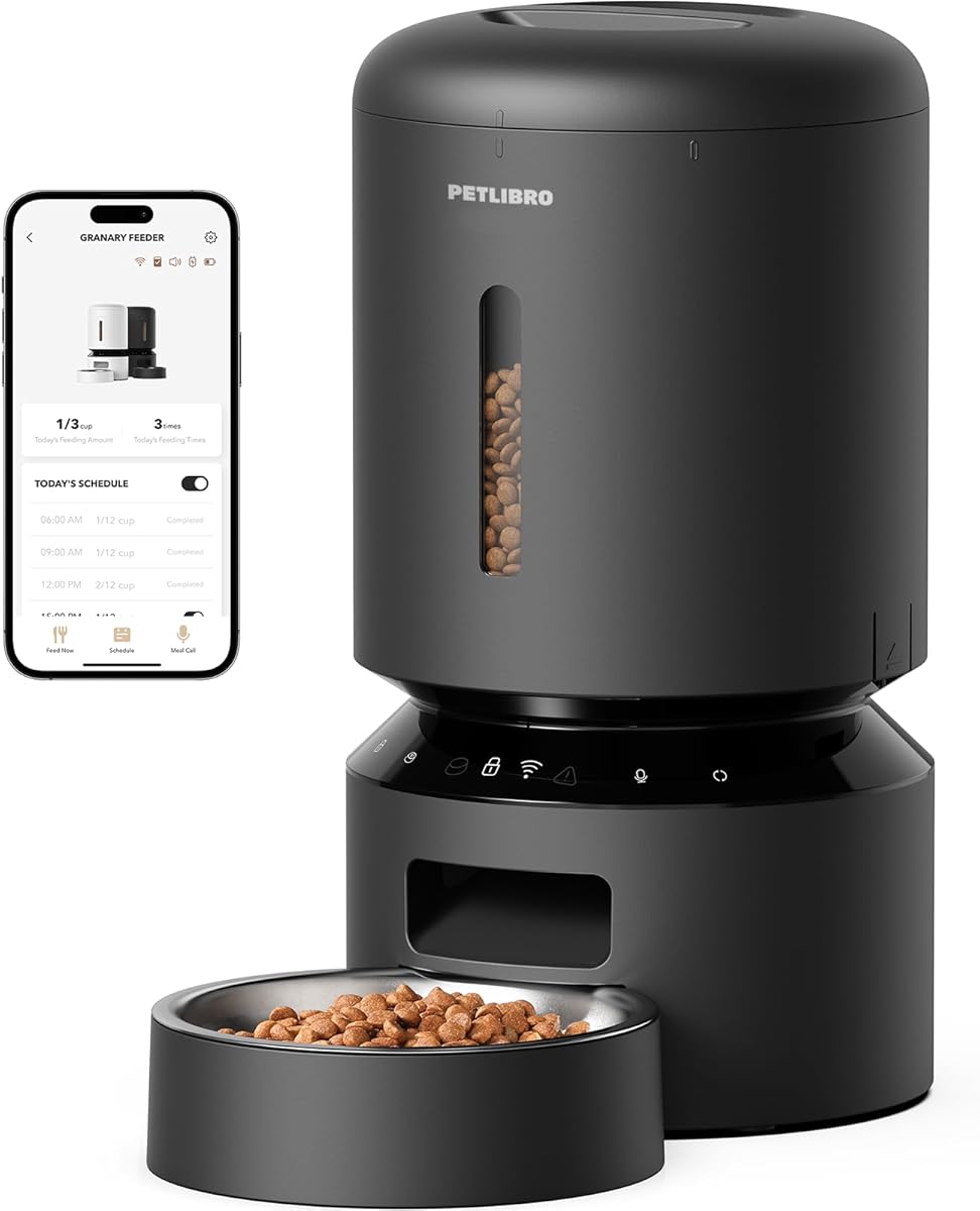 PETLIBRO Automatic Cat Feeder, 2L Timed Cat Feeder with 180-Day Battery Life, Automatic Pet Feeder for Cat & Dog, Cat Food Dispenser Program 1-6 Meals Control, Automatic Dog Feeder for Dry Food Black