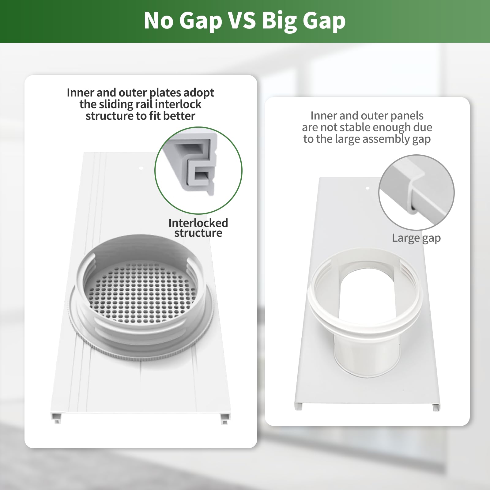 Kit de ventana de aire acondicionado portátil, kit de ventilación portátil de ventana de CA con manguera de escape de 5.9 pulgadas, kit de ventana deslizante vertical/horizontal ajustable,