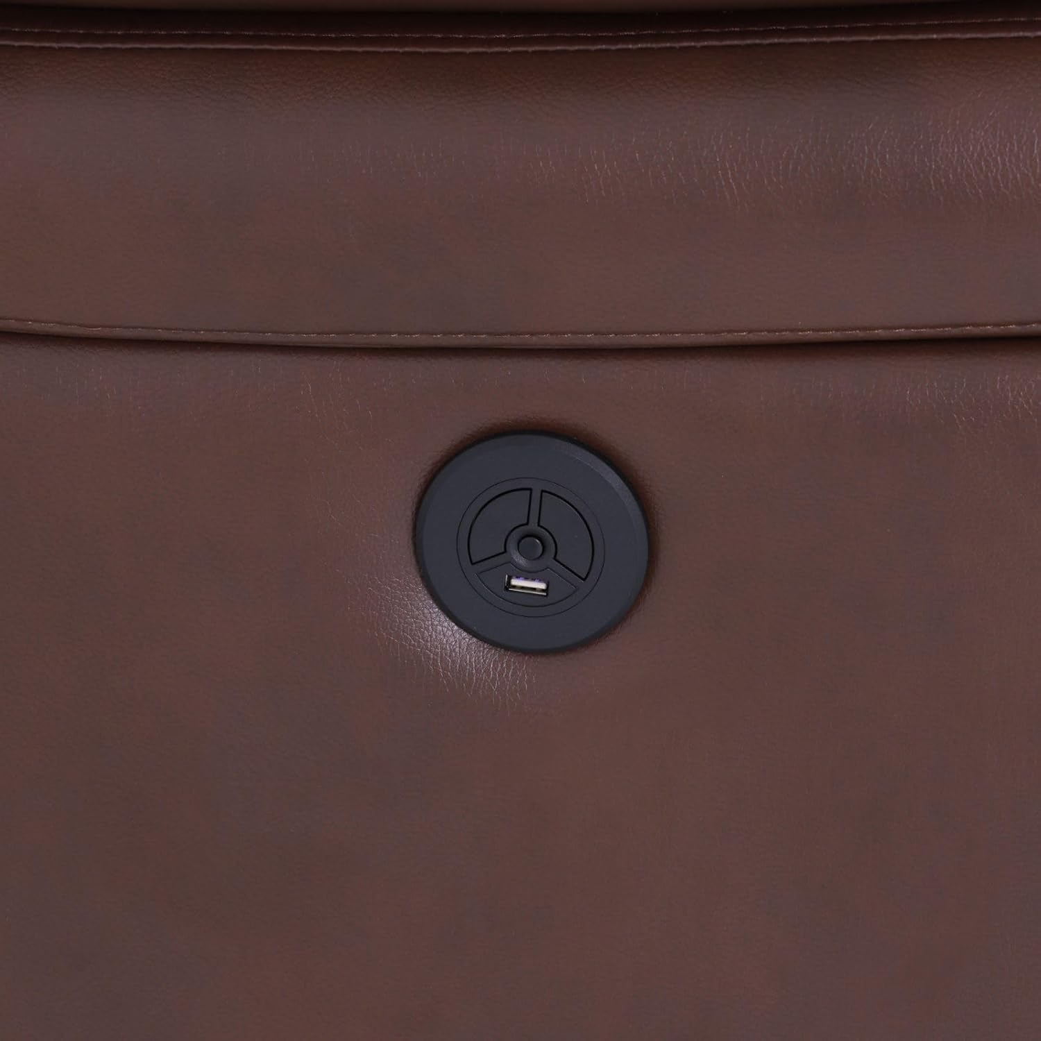 Recliner Sofa 3-Piece Set Reddish Brown Breathing Leather Living Room LED Lighting USB Charging Cup-Holder