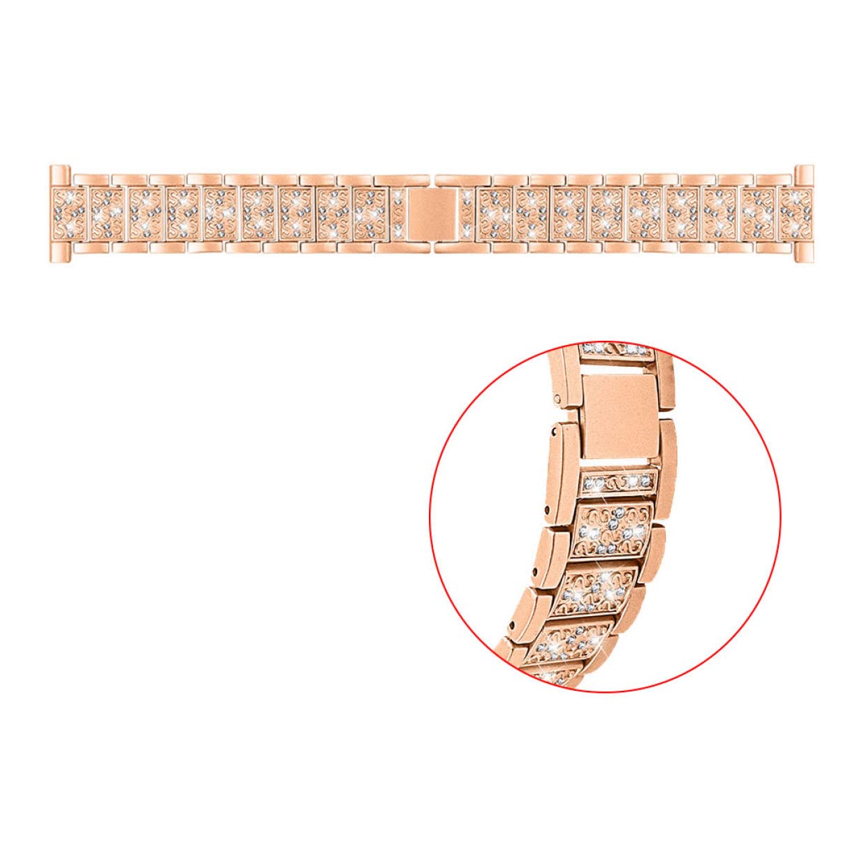 SEWACC 1Pc Rhinestone Metal Watchstrap for Watch Durable Rose Gold Wristband Replacement Band Stylish Design for Luxurious Look