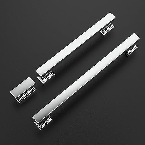 Miniatura 6 de 9BUILD Paquete de 10 manijas de gabinete de cocina de 5 pulgadas (5.039in), tiradores cromados pulidos para gabinetes de cocina, manijas de cocina