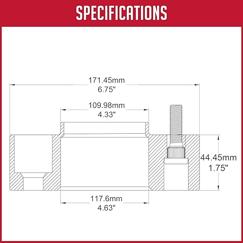 Miniatura 6 de Wheel Accessories Parts 2 espaciadores de rueda ATV UTV 4 en 5.394 in 0.157x5.394 in 1.75 pulgadas de grosor 4.331 in Hub M10 1.25 10x1.25 rosca