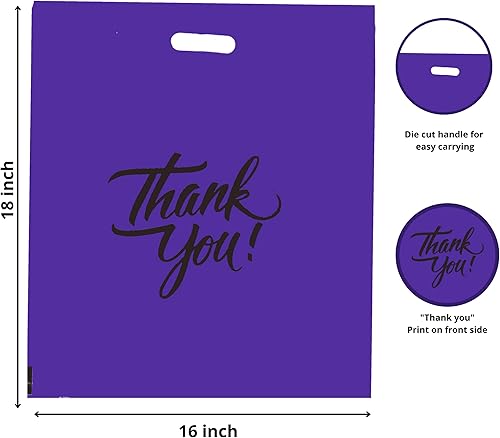 Miniatura 2 de Infinite Pack Bolsas de mercancía con texto en inglés "Thank You", asas troqueladas, bolsas de compras al por menor para boutique, bolsas de regalo,
