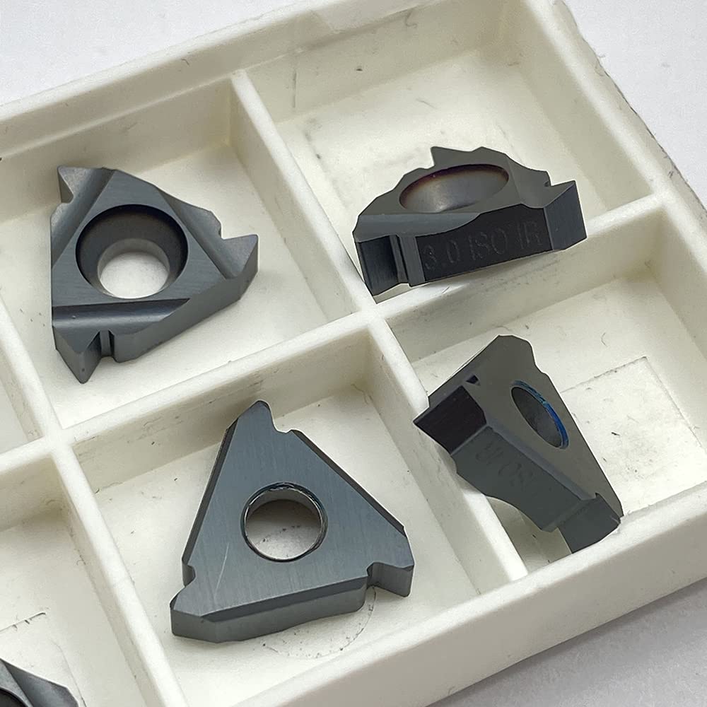 10pcs 16IR 3.0ISO LDA 16IR 3/8" 3.0 ISO TPI Threading Insert Carbide Inserts Turning Cutters for Steel Stainless Iron Cast Iron Threaded Insert Cutting Tools (16IR 3.0ISO LDA)