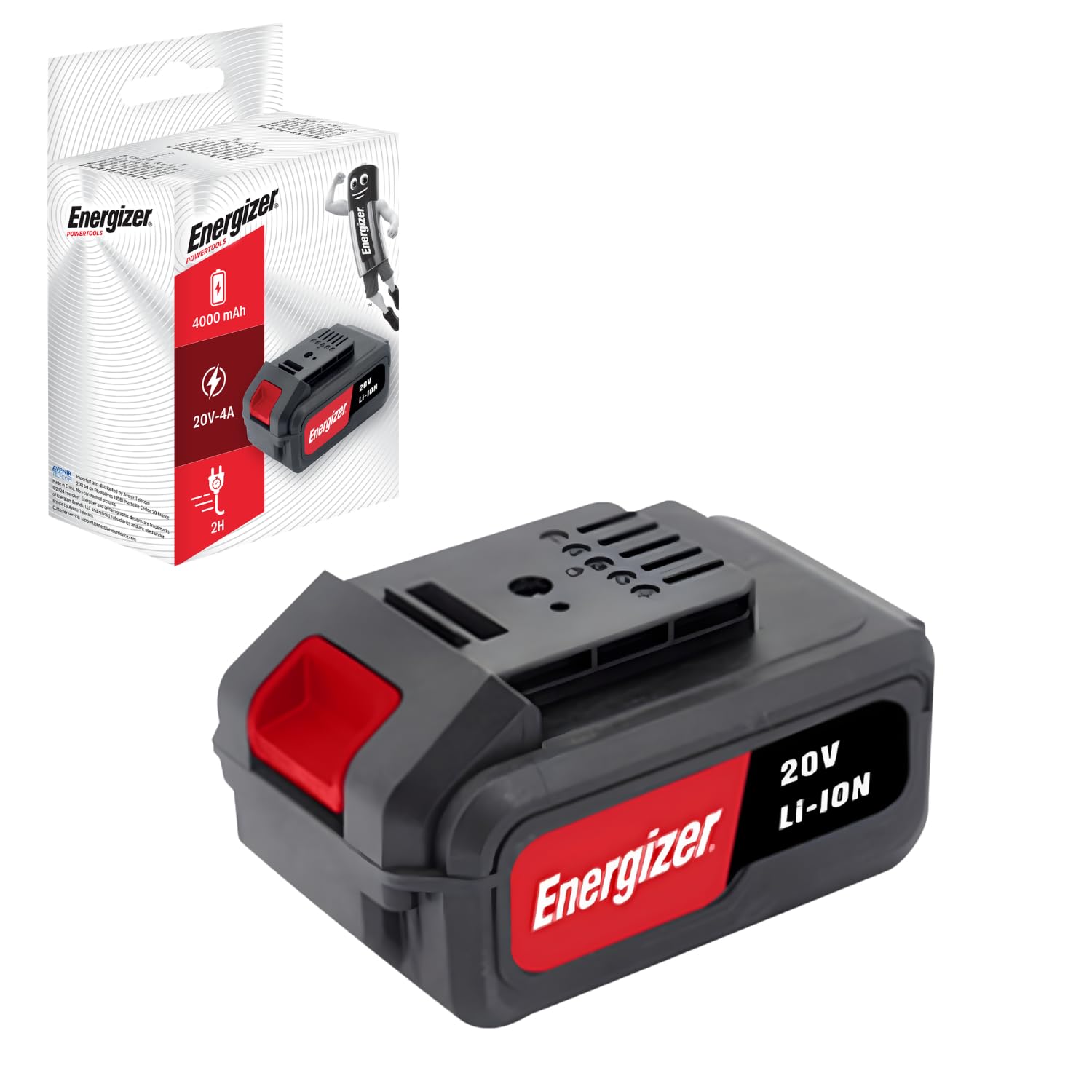 Energizer 20V 4A Lithium-ION Battery – High Capacity 80Wh – Compatible with Power Tools – 120-Minute Fast Charge, Robust and Powerful