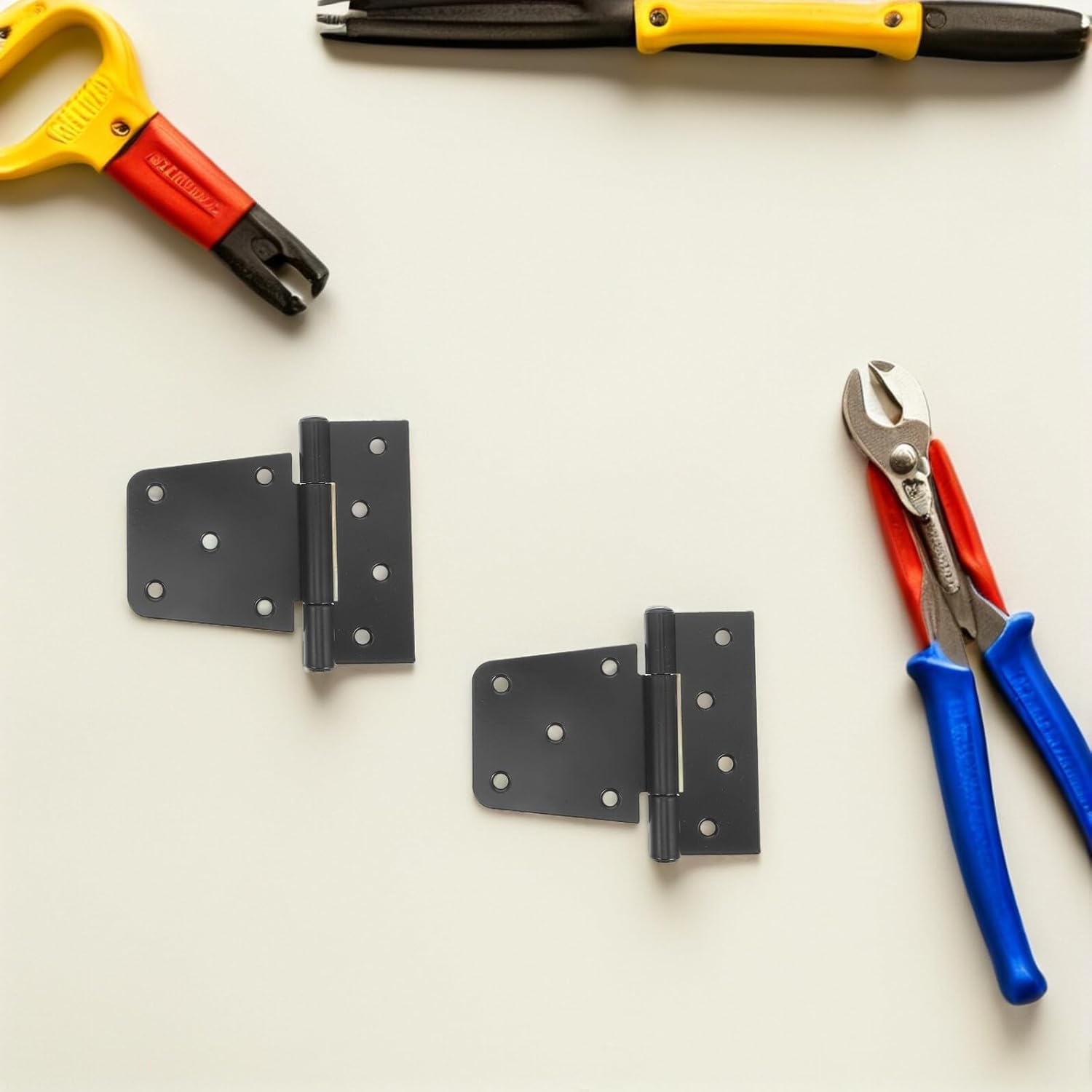 Gadpiparty Heavy Duty Gate Hinges 3.5 Inch Black Metal Strap Hinges for Wood Fence Barn Shed Door Security Gate Hardware 4pcs Set