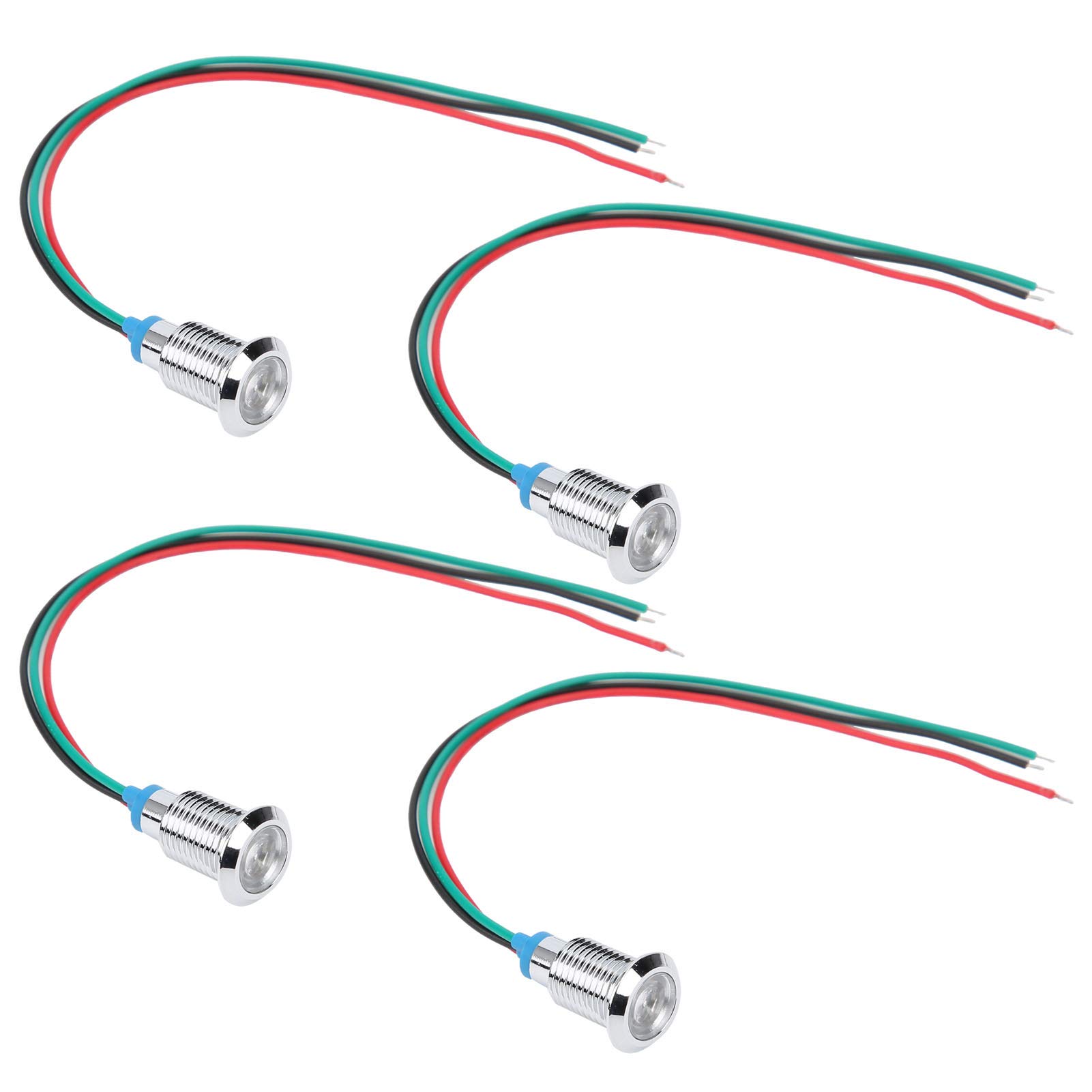 4x LED-Anzeige 10 Mm Zweifarbig Rot/Grün – Gemeinsame Kathode, Vorverdrahtet, Wasserdicht IP67 Für Fahrzeuge & Maschinen