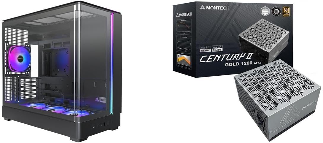 Montech Computer Case PSU Combo - King 15 PRO (B) case with Century II 1200 PSU