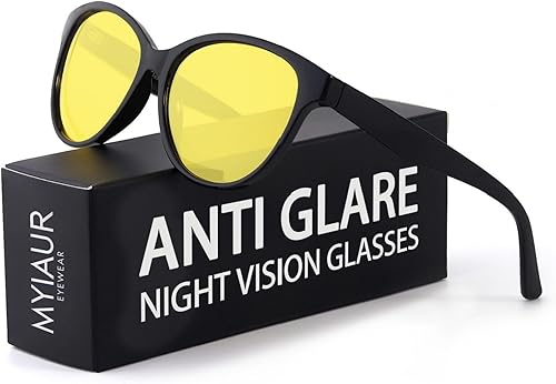 Myiaur Gafas de Conducción de Visión Nocturna para Mujeres, Lentes Polarizadas Antirreflejantes de Lente Amarilla para la Noche, Protección UV400