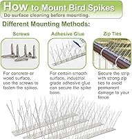 Vista 3 de Paquete de 5 picos de acero inoxidable para pájaros, palomas, ardillas, gatos, clavos de pájaros, cubierta de jardín al aire libre, 4 pies, mantiene