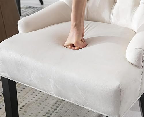 Miniatura 7 de Kmax Velevt - Juego de 2 sillas laterales tapizadas de mediados de siglo, modernas sillas decorativas con patas de madera negra copetudas con