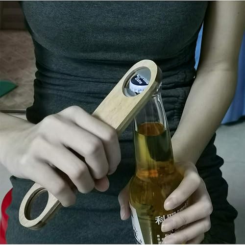 Miniatura 7 de Abrebotellas personalizado, Abrebotellas de cerveza grabadas personalizadas, Abrelatas de velocidad de mango de madera