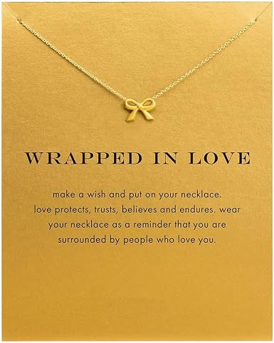 Message Card Bowknot Pendant Necklace 
