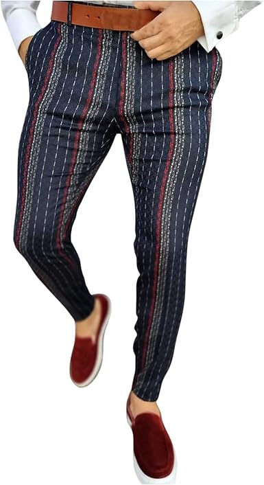 Amazon.com: Pantalones deportivos para hombre, pantalones ajustados para  hombre, elásticos, casuales, a cuadros, con estampado de rayas, pantalones  de vestir ajustados para negocios : Ropa, Zapatos y Joyería