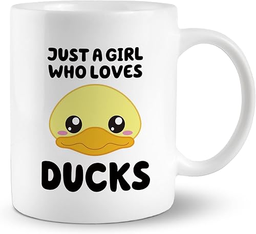 Miniatura 1 de Just A Girl Who Loves Ducks - Taza de cerámica de 11 onzas, bonita taza de té de pato Kawaii, decoración de oficina para el hogar, habitación de