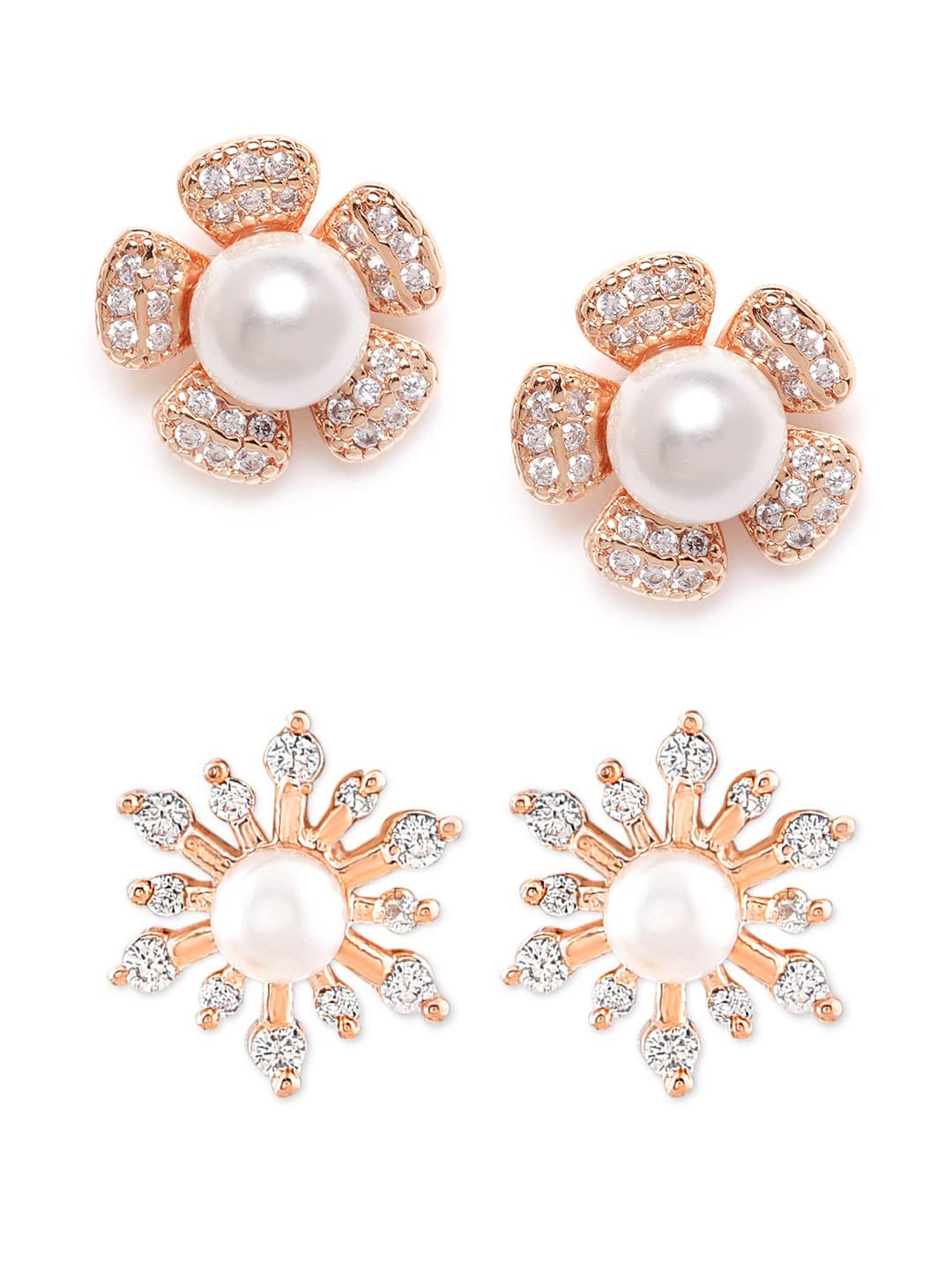 See full amazon price history chart for Zaveri Pearls Set of 2 Rose Gold Contemporary Cubic Zirconia Stud Earrings For Women-ZPFK13498 Zaveri Pearls Set of 2 Rose Gold Contemporary Cubic Zirconia Stud Earrings For Women-ZPFK13498 (B09XHPHRH4) Amazon Price History, Amazon Price Tracker