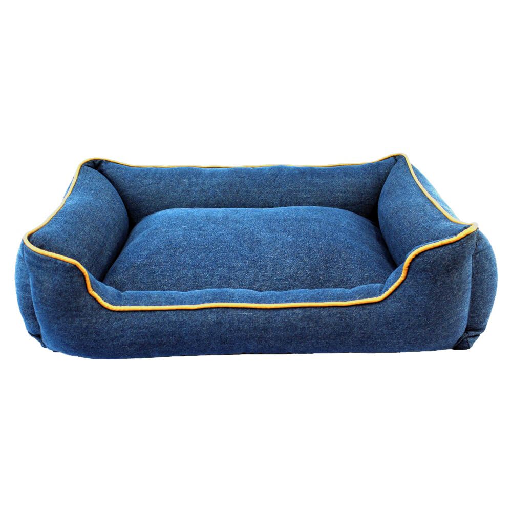 PAWPOURRI Blue Bolster Pet Bed for Larger Sized Dogs and Cats Denim | Cuddler Bed | PolyFibre Filling | 100% Cotton | Washable Cover (80x 55x 18cm), Large Size (B0BH113WGF) Amazon Price History, Amazon Price Tracker
