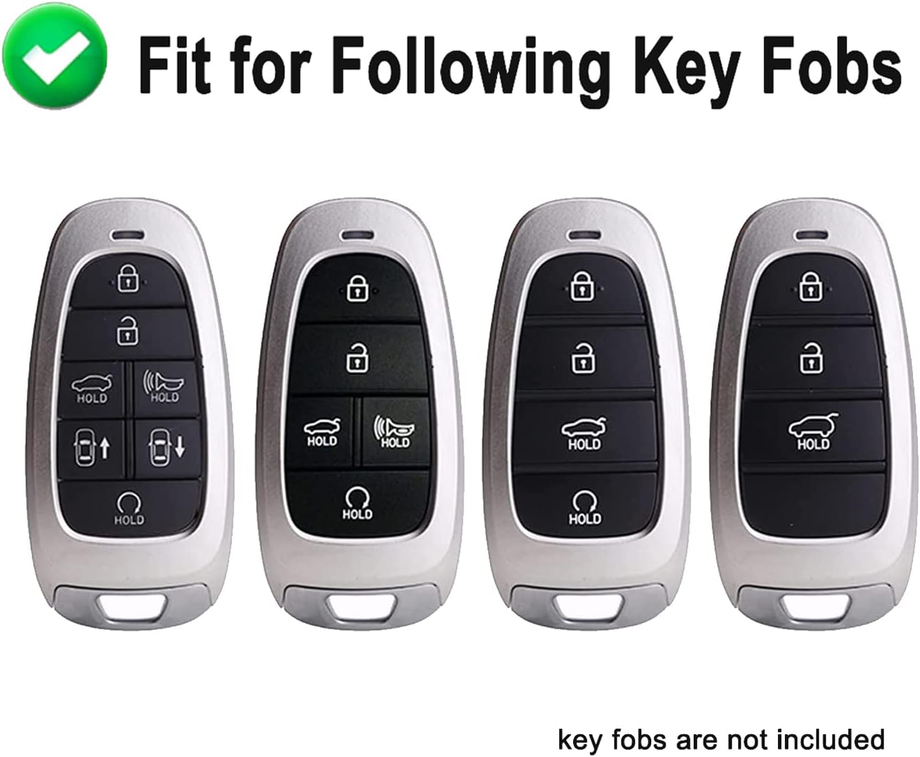 Key Fob Cover Case Fit for Hyundai Sonata Santa Fe Tucson Keyless Entry Remote Case Holder Zinc Alloy Key Protector Carbon Fiber Pattern (Silver)