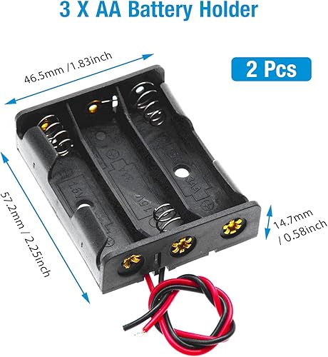 Vista 5 de QTEATAK Paquete de 8 soportes de batería AA con cable, 1 soporte de batería AA de 1.5 V, 2 piezas, 2 soportes de batería AA de 3 V, 2 piezas, 3