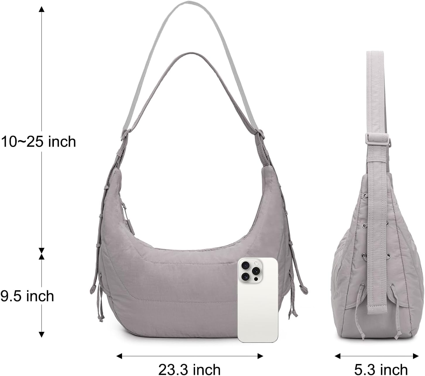 Lee Puffer Crossbody Bag for Women, Quilted Crescent Shoulder Bag, Large Lightweight Fluffy Travel Essentials Hobo Bag