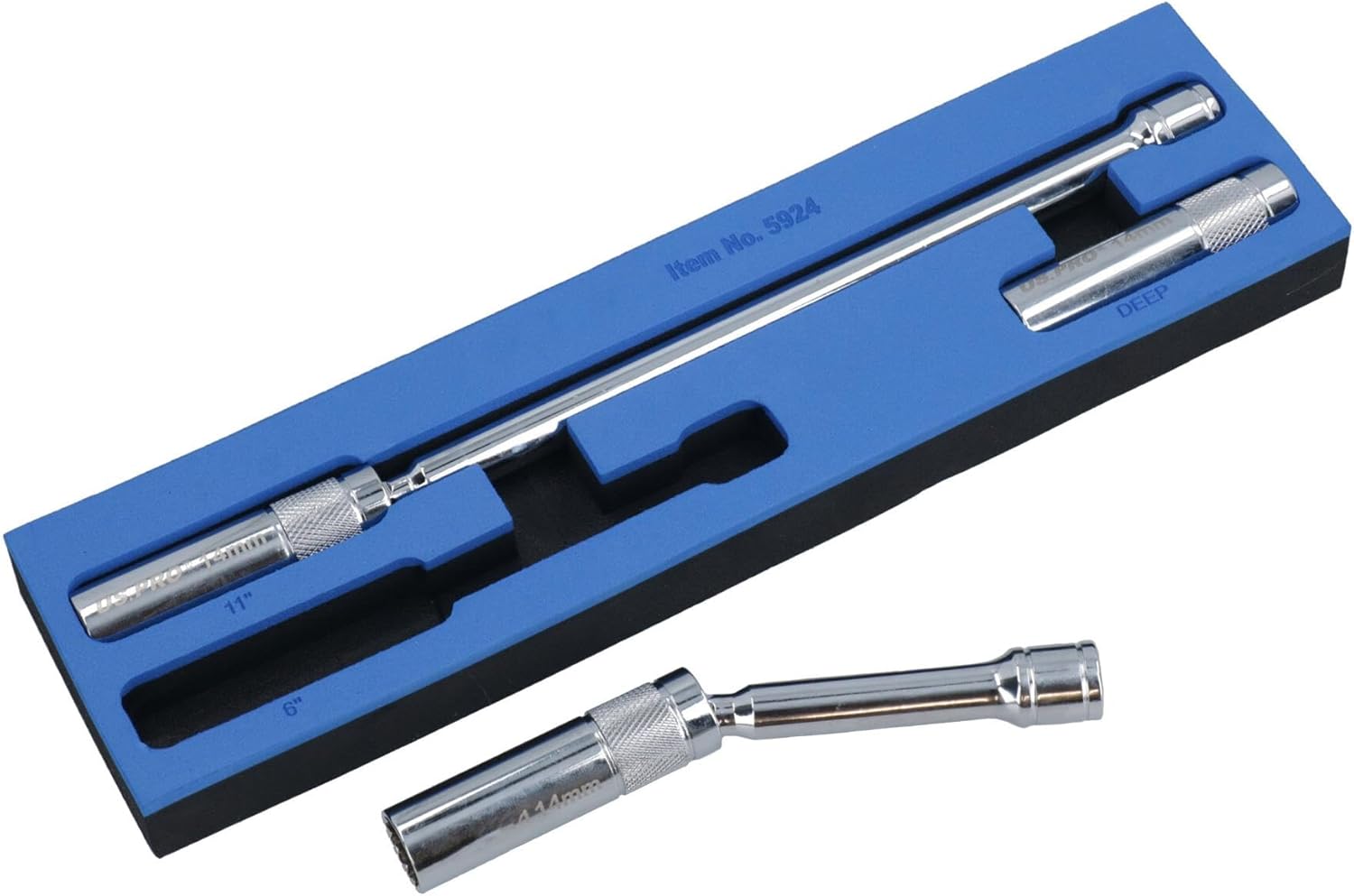 14mm Magnetic Thin Walled Spark Plug Sockets With 360 Degree Swivel 3pc