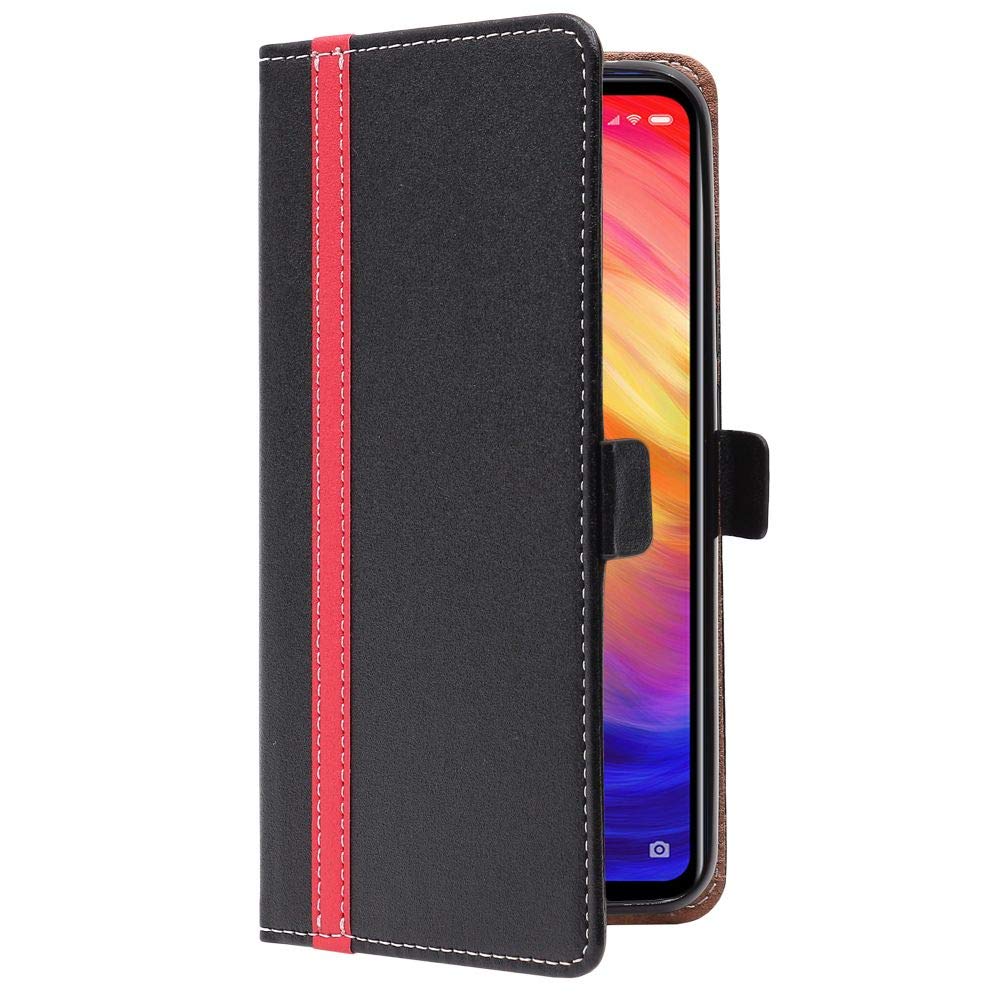 ebestStar - Cover per Xiaomi Redmi Note 9 PRO / 9S, Custodia Libro Protezione Portafoglio, Pelle PU Porta Carte, Nero/Rosso + Vetro Temperato