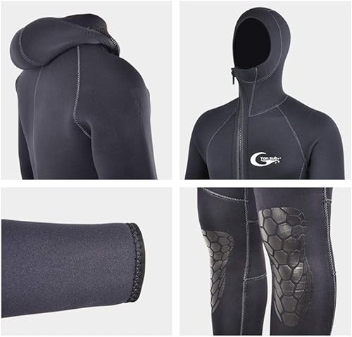 Miniatura 3 de Traje de neopreno completo de 0.197 in y 0.118 in para hombre, traje de buceo con cremallera frontal, sudadera con capucha para esnórquel, surf,