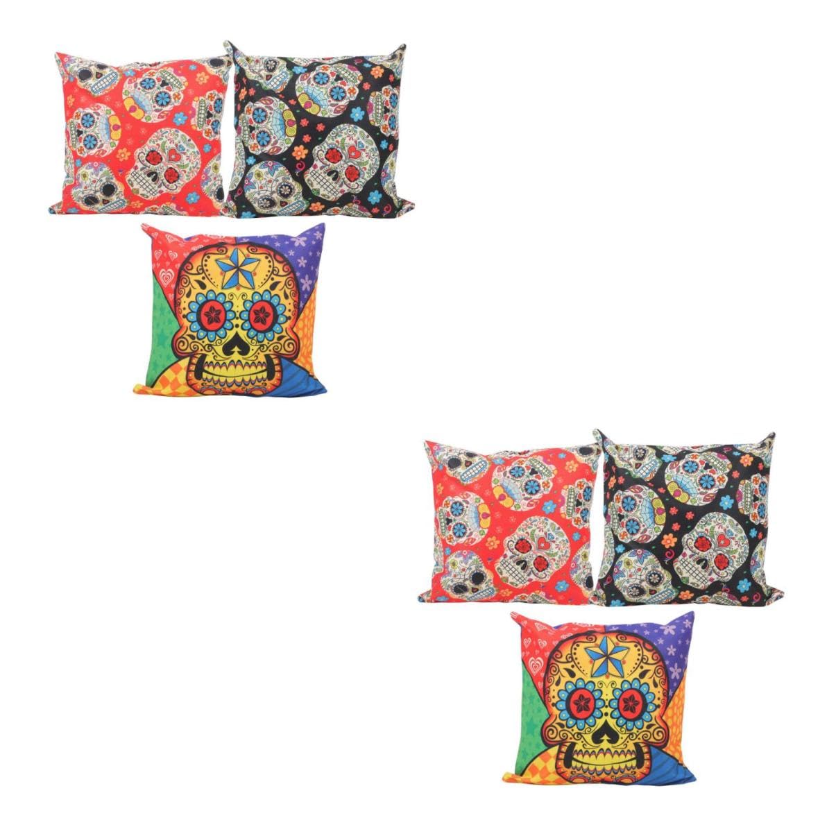 Housse de coussin protège oreiller crâne vert pour décoration Halloween thématique
