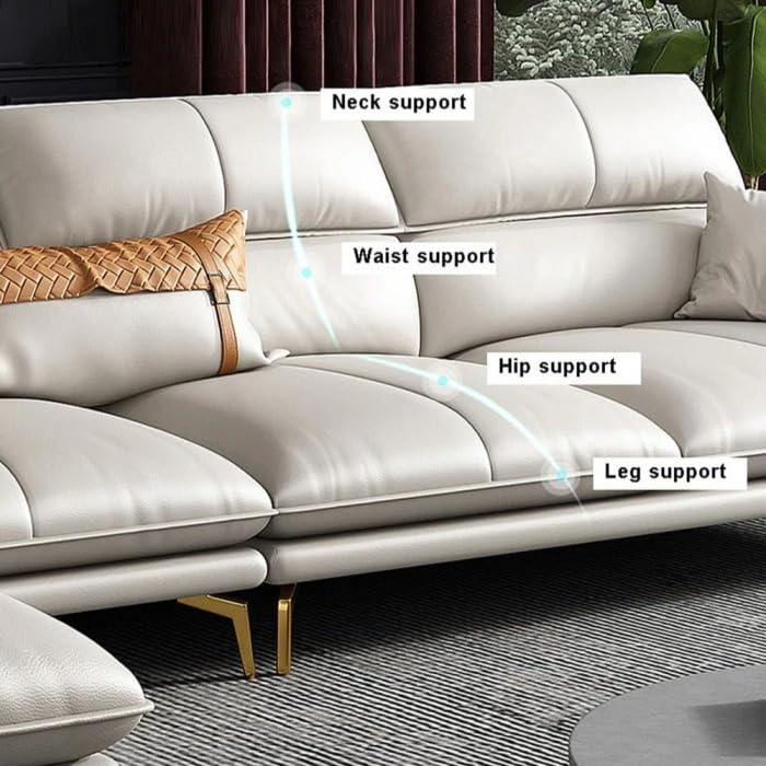 Image of LEGACY OF COMFORT Rala Modern Luxury Leatherette Sectional Sofa (Off White)