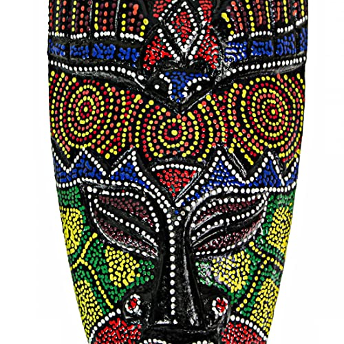 Set Of 10 Colorful Hand Carved Tropical Island Dot Painted Tribal Masks 6 1/2 Inches High Wall Hangings #TOP2